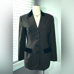 Karen Kane Houndstooth Pattern Wool Jacket Blazer Size 4 Color Black And Green
